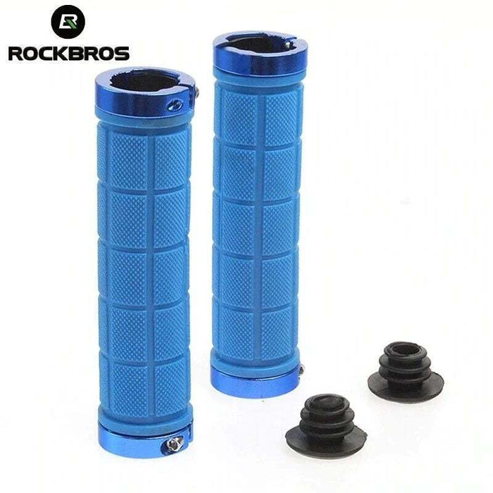 Anti Slip Rubber Bike Grips, Double Lock Screw Tight | Blue