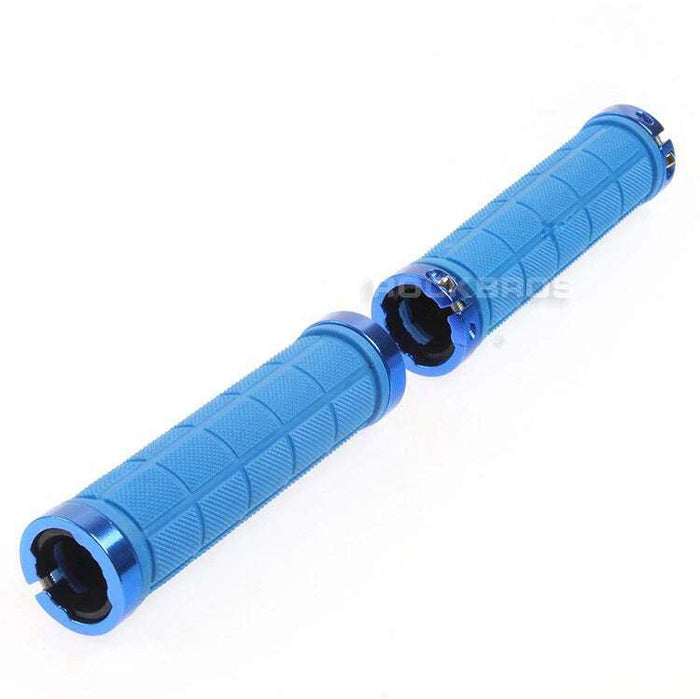 Anti Slip Rubber Bike Grips, Double Lock Screw Tight | Blue