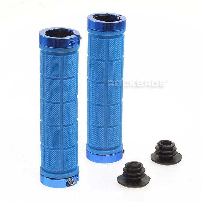 Anti Slip Rubber Bike Grips, Double Lock Screw Tight | Blue