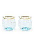 Aqua Bubble Stemless Wine Glasses, Set of 2