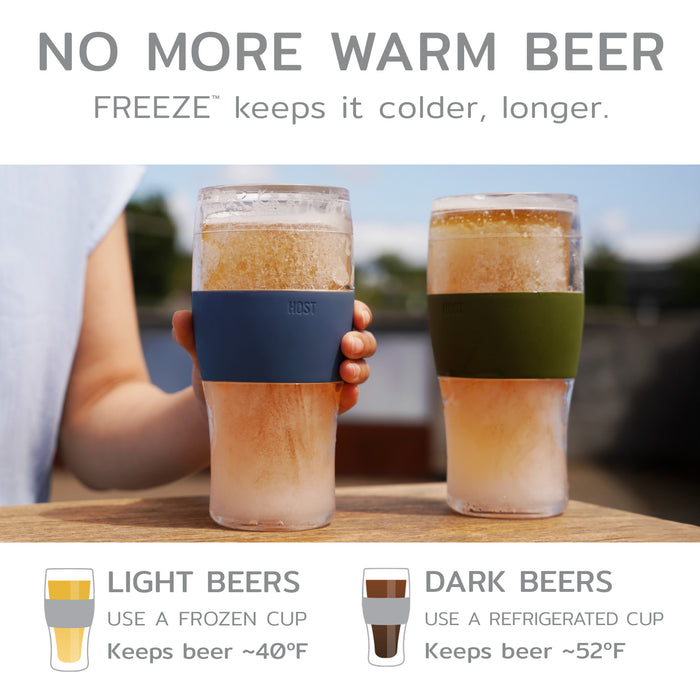Beer FREEZE Cooling Cup in Olive, Set of 2