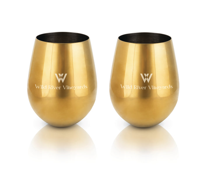 Belmont Stemless Wine Glasses in Gold, Set of 2
