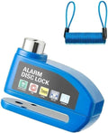Blue bicycle disc brake lock with 7mm reminder cable and alarm system