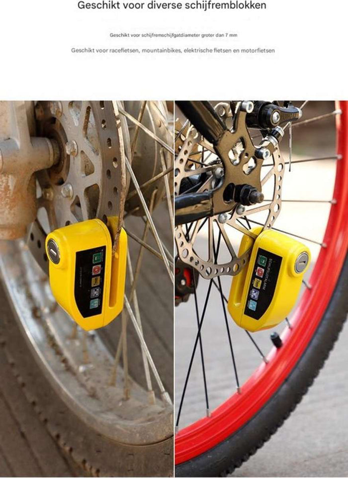 Bicycle Disc Brake Lock With 7 mm Reminder Cable - Orange