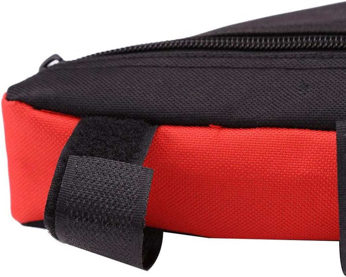 Bicycle Frame Bag with Zippered Pocket and Quick-Release Fastener