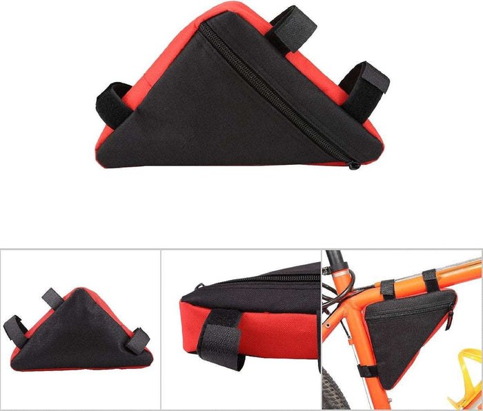 Bicycle Frame Bag with Zippered Pocket and Quick-Release Fastener