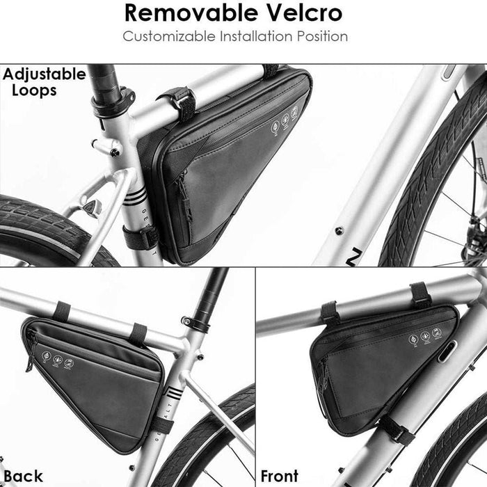 Bicycle Frame Storage Triangular Bag - Black