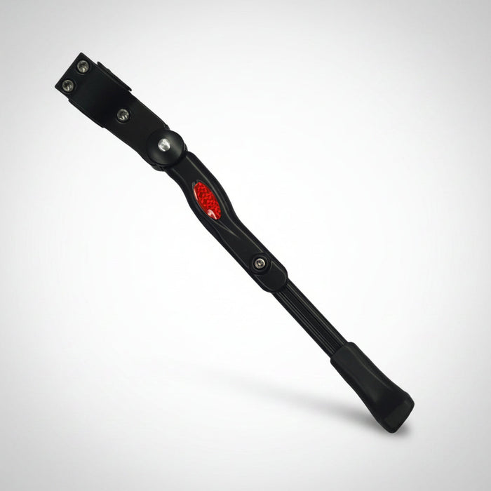 Adjustable metal bicycle kickstand with red reflector and rubber anti-skid foot for 22"-28" tires