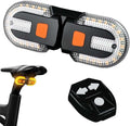 Black bicycle light with alarm and USB rechargeable battery with remote control