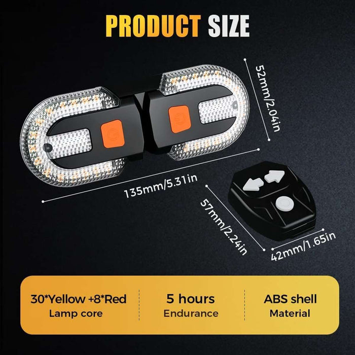 Bicycle Light With Alarm And Rechargeable Battery With Remote Control - Black