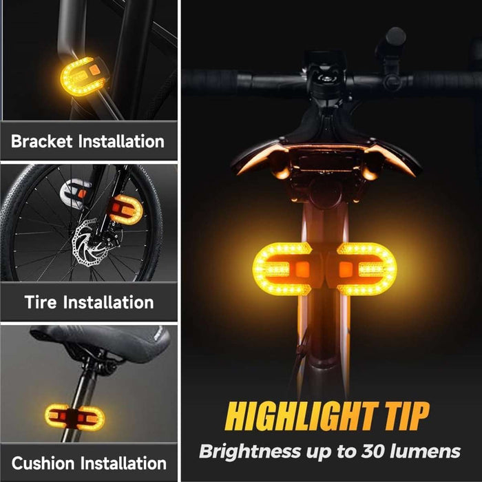 Bicycle Light With Alarm And Rechargeable Battery With Remote Control - Black