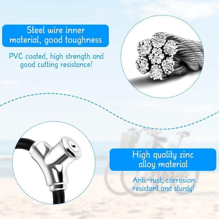 Bicycle Lock Zinc Alloy Universal Portable High Security Anti-Theft Cable