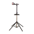 Heavy duty bicycle workshop stand with adjustable height and tool tray