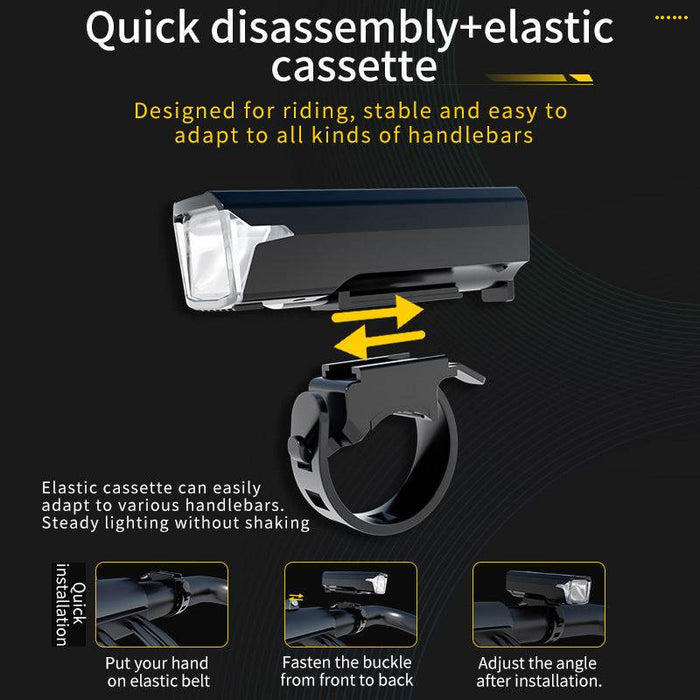 Bike Headlight - Rechargeable LED Bicycle Front Light, 85° Floodlight (Battery Display Model)