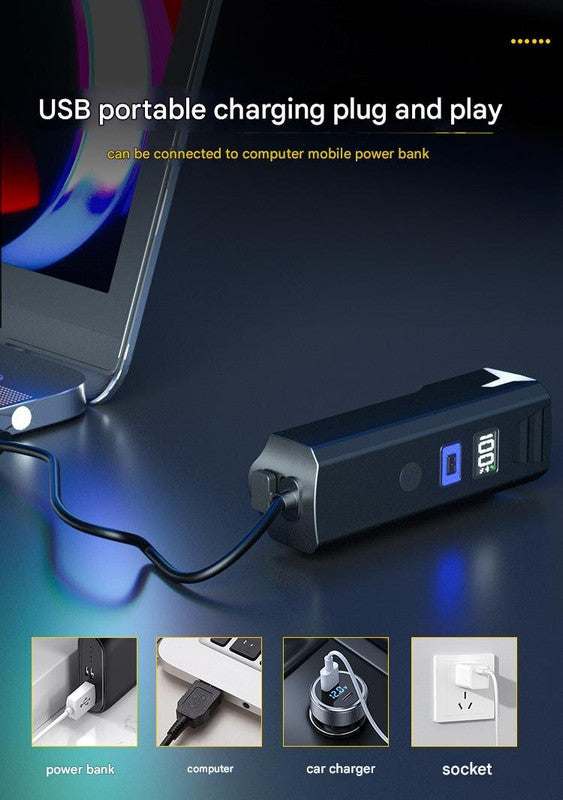 Bike Headlight - Rechargeable LED Bicycle Front Light, 85° Floodlight (Battery Display Model)