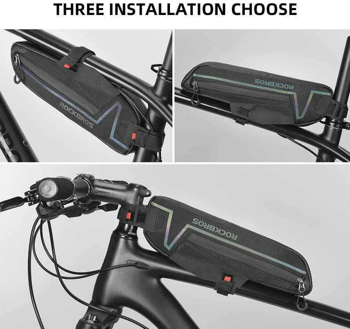 Bike Top or Under Tube Reflective Material Bag - Black