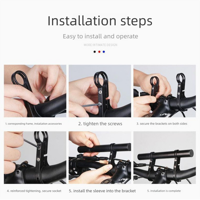 Black 30cm Aluminum Bicycle Handlebar Extension Bracket – Multi-Functional Mount for Bike Accessories