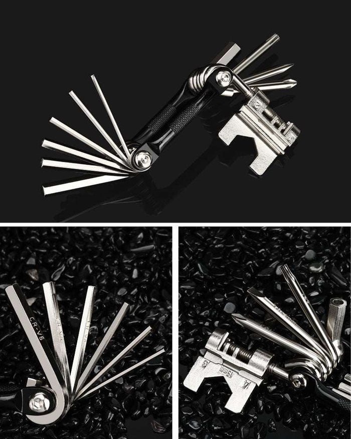 Black and Silver 16 in 1 Bicycle Repair Multi Tool