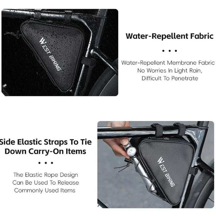 Black Bicycle Crossbar Triangle Bag For Cycling