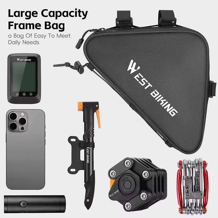 Black Bicycle Crossbar Triangle Bag For Cycling