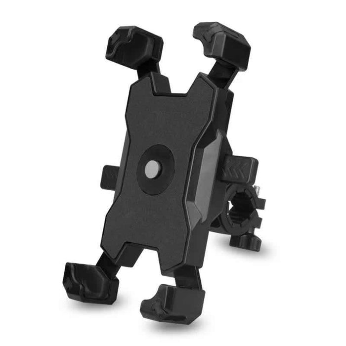 Black Secure Grip Bike Phone Mount on bicycle handlebar with 360-degree rotation and adjustable clamp