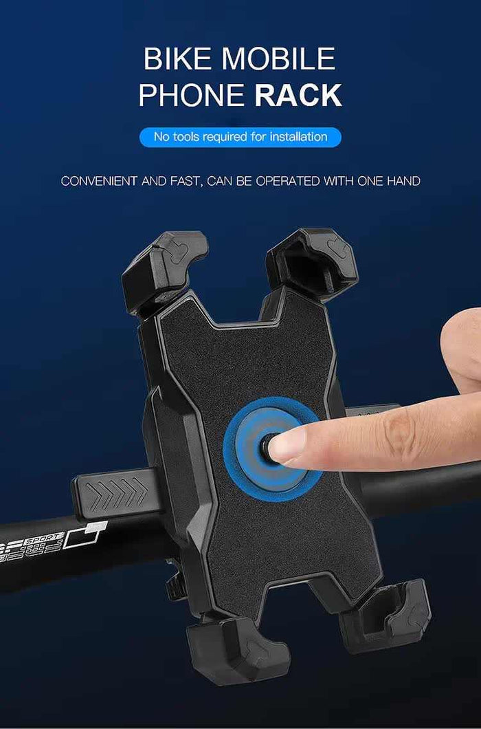 Black Secure Grip Bike Phone Mount - Adjustable 360 Rotation Bicycle Handlebar Holder
