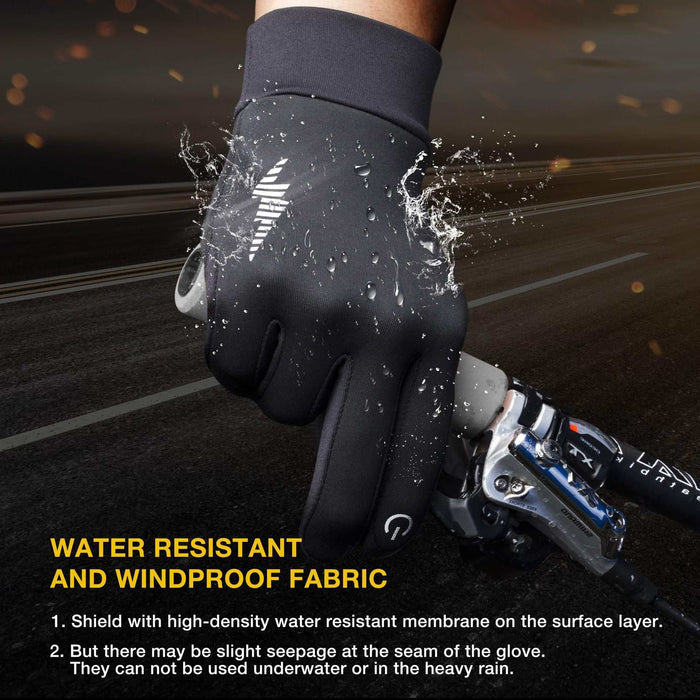 Black Windproof Thermal Gloves with Touchscreen Fingertips (SD-01 Wrist-Tighten / M Size)