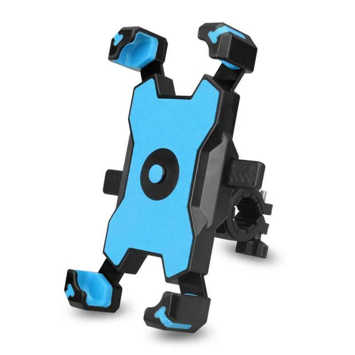 Blue and black secure grip bike phone mount with adjustable 360-degree rotation for handlebar use