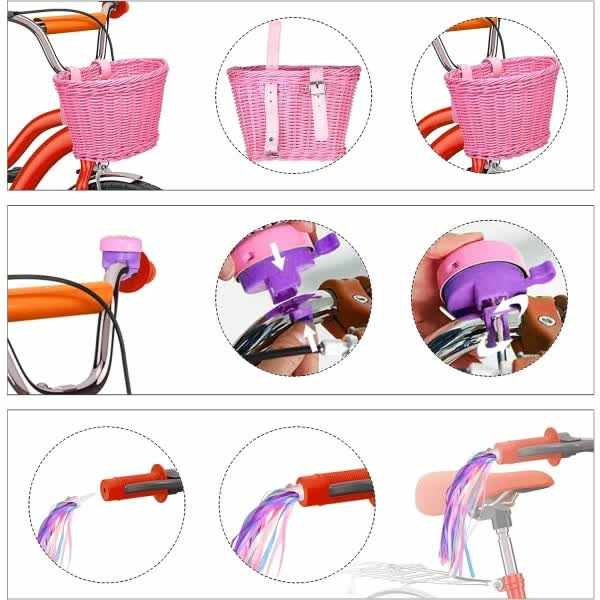 Children's Bicycle Basket with Adjustable Front Straps