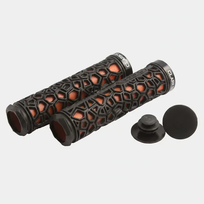 Clarks 130mm Grips With Alloy Locking Ring Black Overlay / Red inner