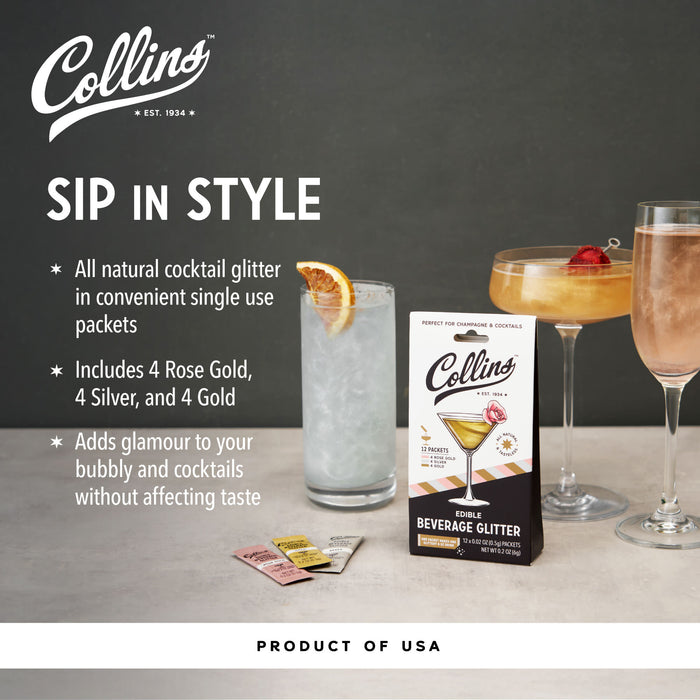 Cocktail Edible Glitter in Champagne Variety, 0.2 oz