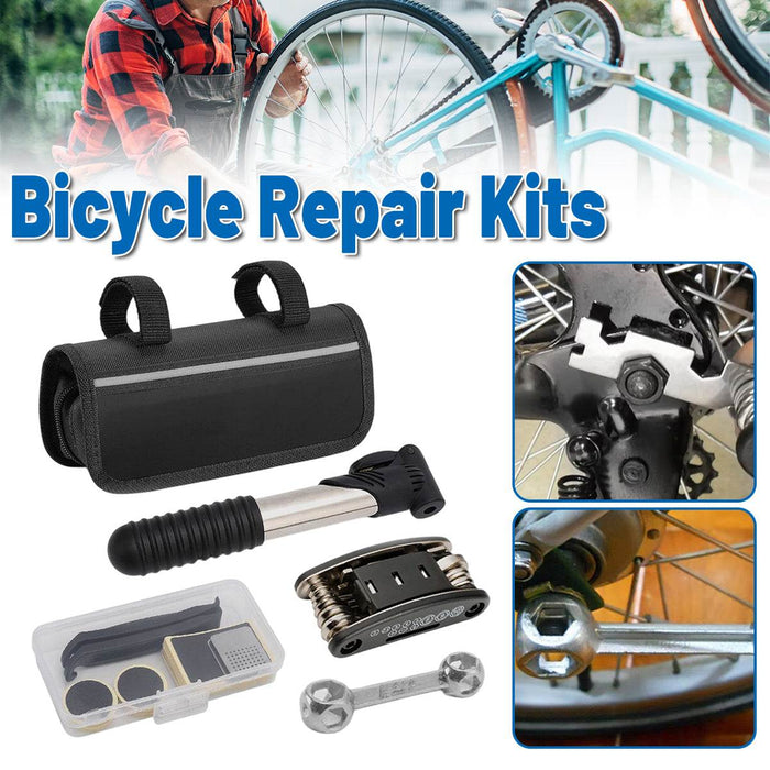 Comprehensive Bicycle Emergency Repair Kit | 16-in-1 Tool & Mini Pump Set