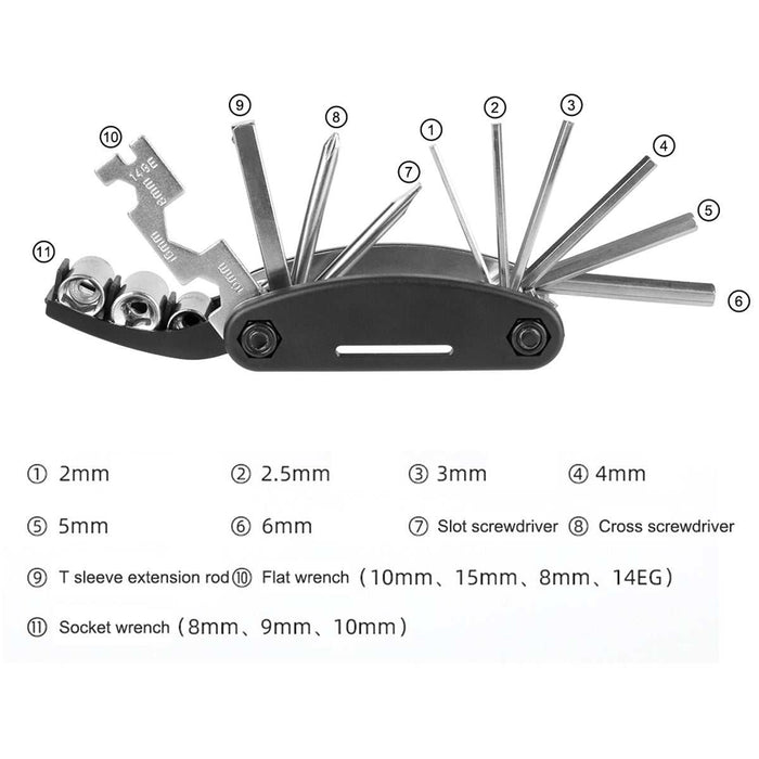 Comprehensive Bicycle Emergency Repair Kit | 16-in-1 Tool & Mini Pump Set