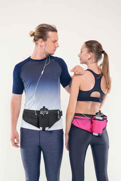 Dark Blue Adjustable Running Waist Pack with Water Bottle Holder