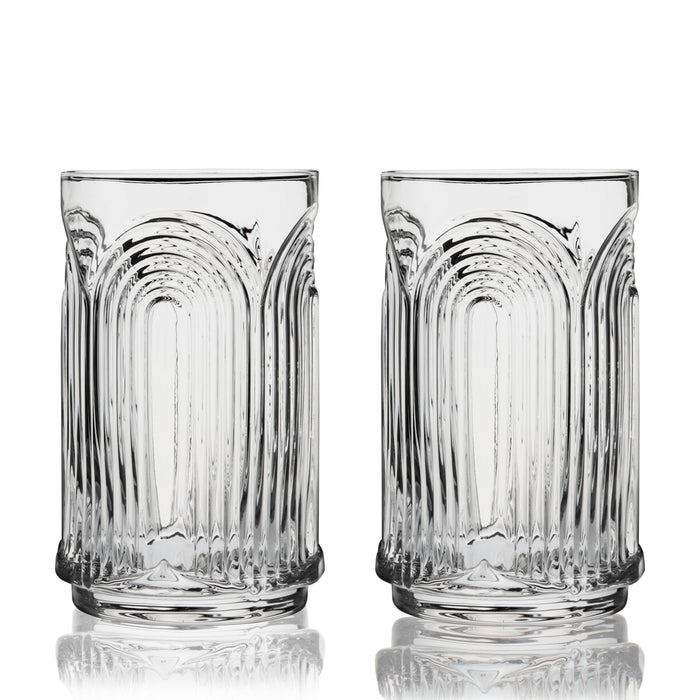 Deco Beau Crystal Highball Glasses, Set of 2
