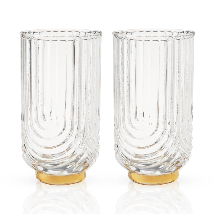 Deco Gatsby Highball Glasses, Set of 2