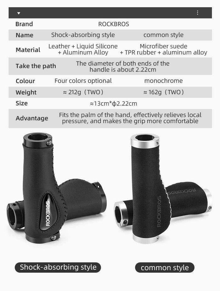 Deluxe Handlebar Grips Shock Absorbing Double Lock Anti-skid 2.22cm - Blue