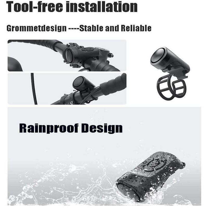 Electric Bicycle Horn 120dB Portable USB Charging Rubber Skin Bell with Alarm