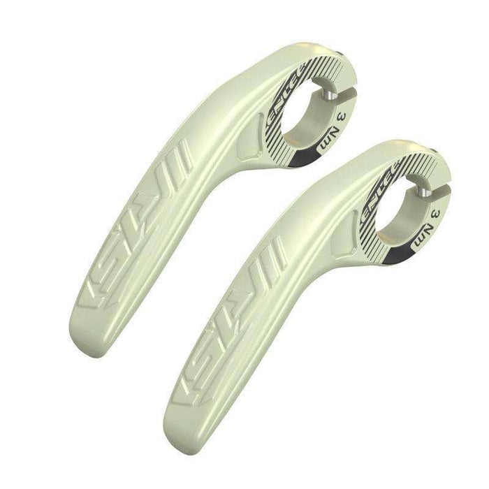 Light green ultralight ergonomic horn-style composite bike bar ends for enhanced cycling comfort and control