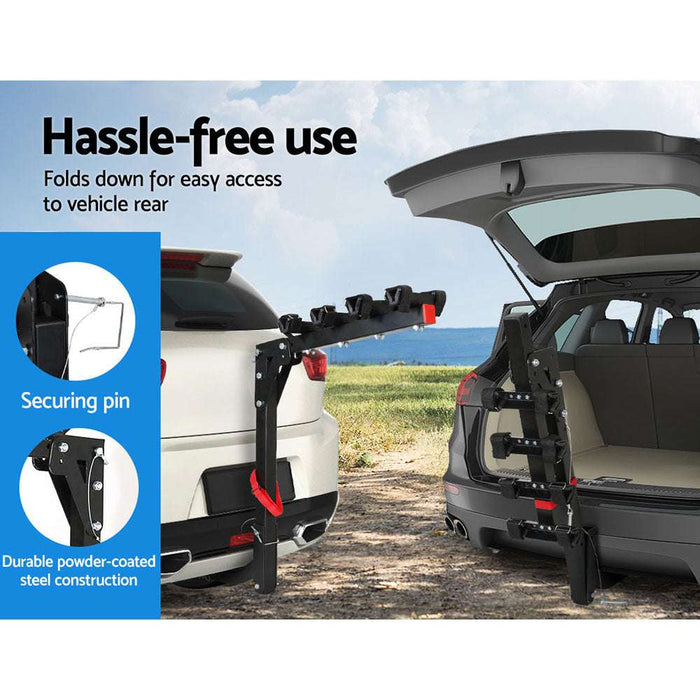 Foldable 4 Bike Hitch Rack | Black
