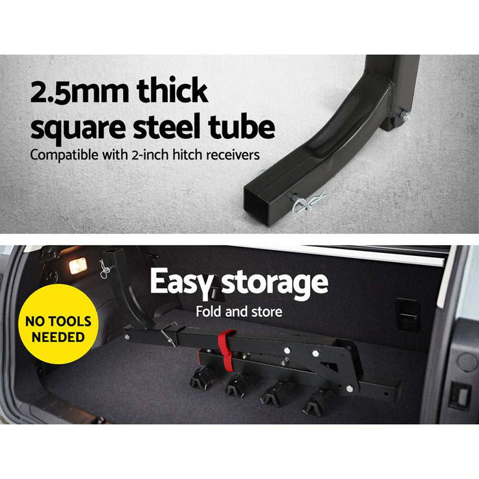 Foldable 4 Bike Hitch Rack | Black