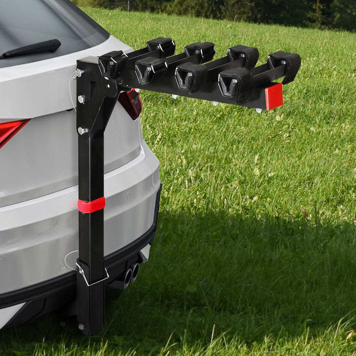 Foldable 4 Bike Hitch Rack | Black