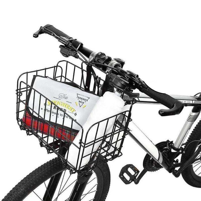 Black foldable metal bicycle basket for front and rear bike storage rack