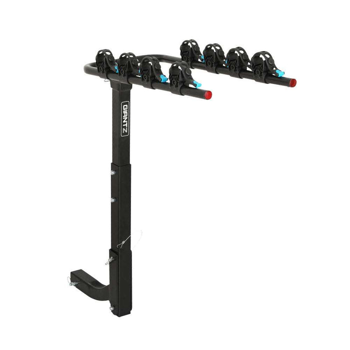 Giantz 4 Bicycle Carrier bike rack mounted on car rear hitch, foldable and powder-coated steel design