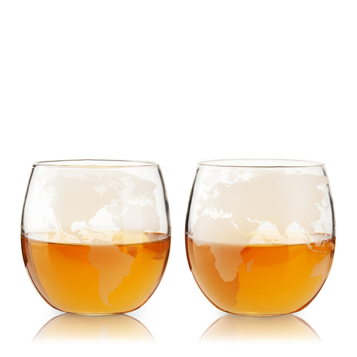 Globe Whiskey Tumblers, Set of 2