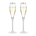 Gold Rimmed Crystal Champagne Flutes, Set of 2