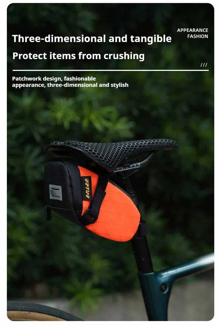 Green And Black Water-Resistant Bicycle Saddle Bag - 1.3L Reflective Seat Pack for Road & Mountain Bikes