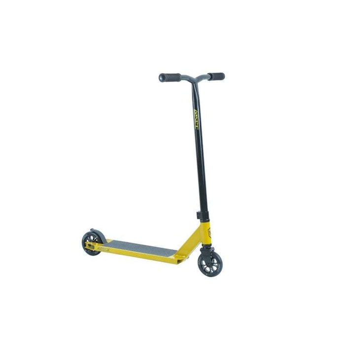 Grit Extremist stunt scooter in golden color with wide deck and alloy core wheels