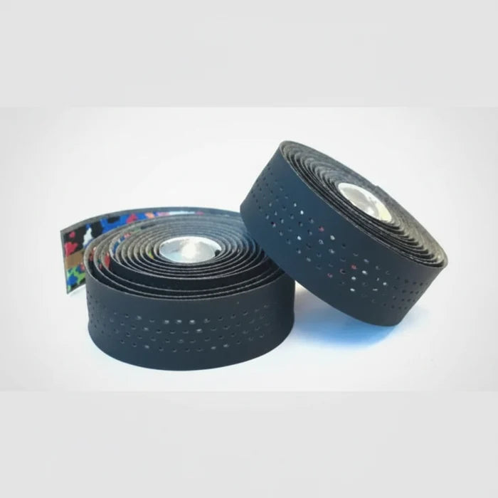 Handlebar Cushion Tape Black Microfibre + MULTI-COLOUR Shockproof Gel With Plugs