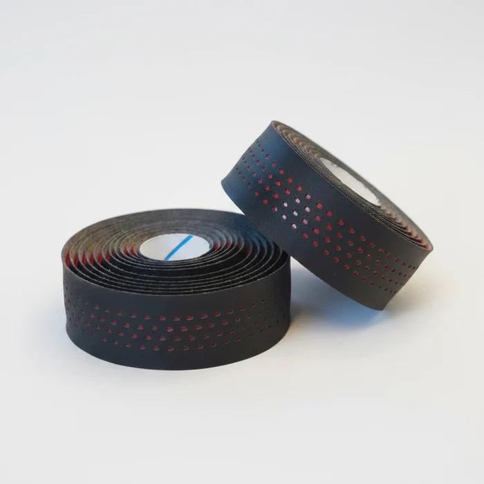 Handlebar Cushion Tape Black Microfibre + RED Shockproof Gel With Plugs